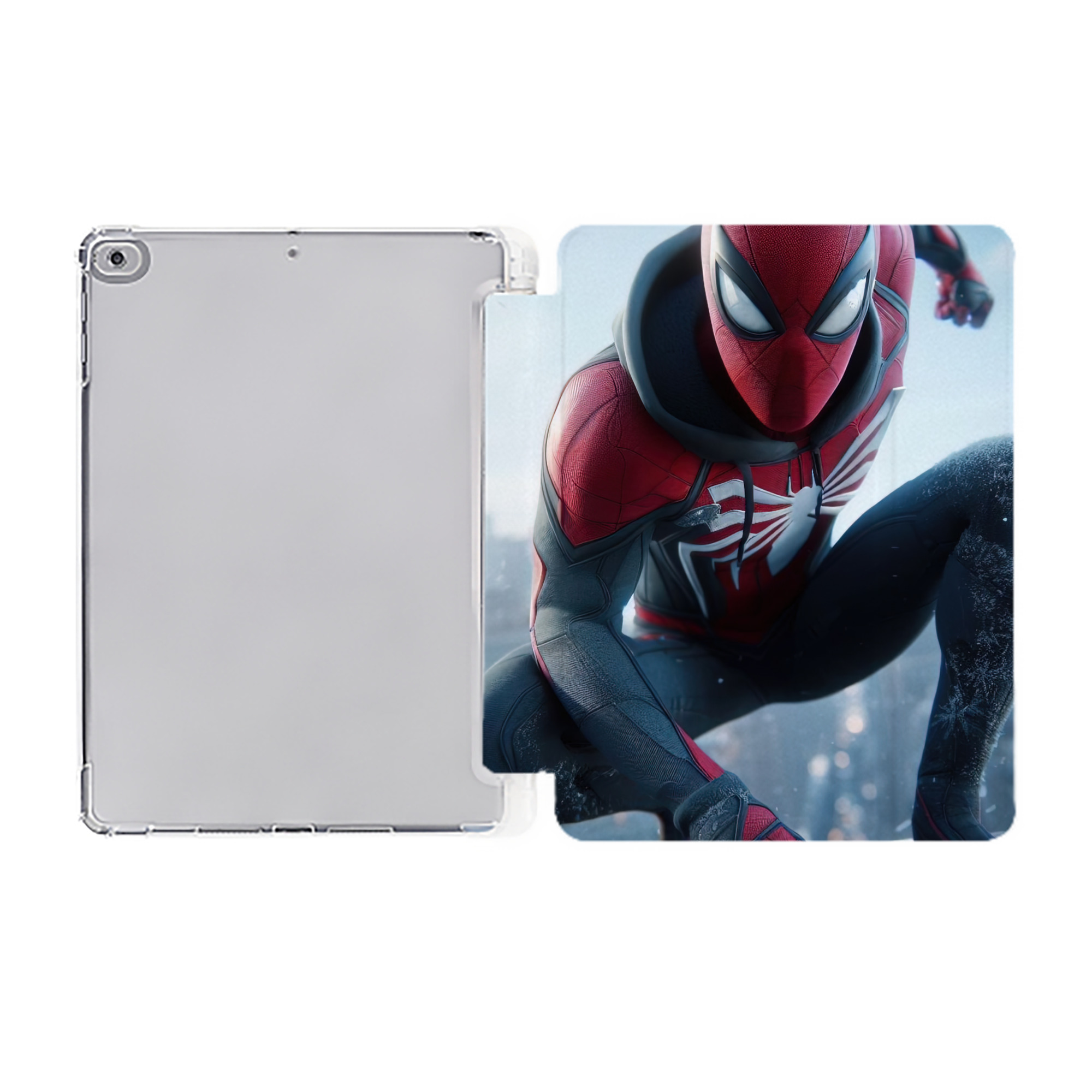 （画像用） Spider Man スパイダーマン IPad ケース ペン収納付き 三つ折りスタンド PUレザー×シリコン 対応機種9.5/10.5/10.9インチ